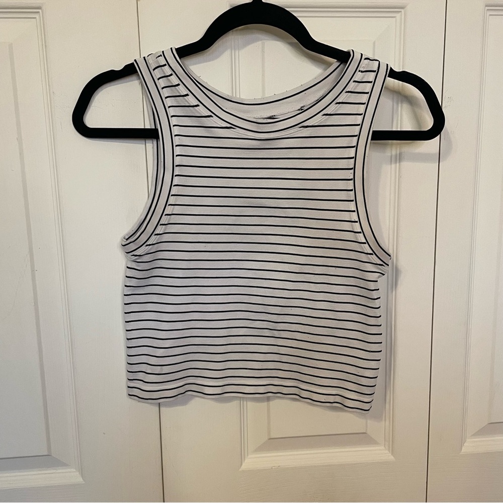 Striped Black and White Women's Tank Top